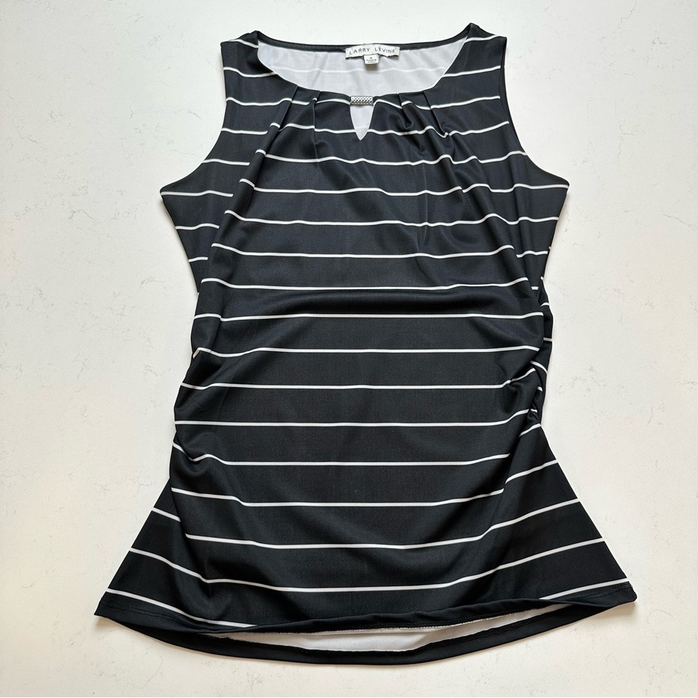 Larry Levine Monochrome Striped Tank Top